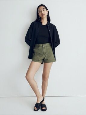 MADEWELL 25 The Perfect Vintage Fatigue Short in Palm Tree Military Green Shorts